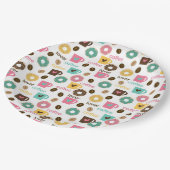 Coffee and Donut Pattern ペーパープレート (アングル)