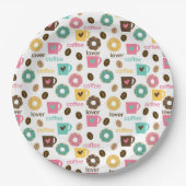 Coffee and Donut Pattern ペーパープレート (正面)