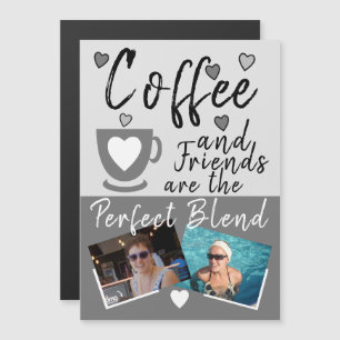 Coffee and Friendsグレー写真冷蔵庫用マグネット マグネット招待状