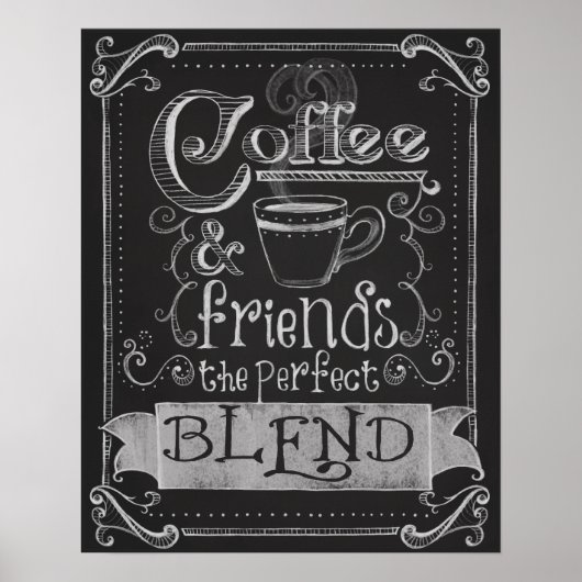 Coffee and Friends Chalk Board Art ポスター (正面)