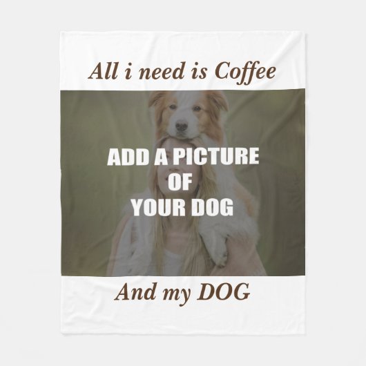 Coffee and my Dog Throw Pillow フリースブランケット (正面)