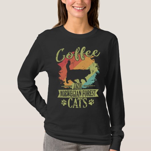 Coffee and Norwegian Forest Cat Tシャツ (正面)