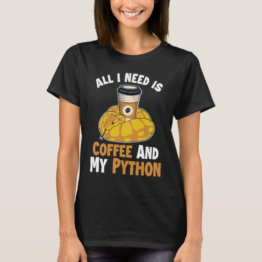 Coffee and Python Snake Pythonidae Banana Ball Py Tシャツ (正面)