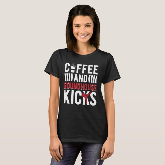 Coffee And Roundhouse Kicks Kickboxing Kickboxer Tシャツ (正面フル)