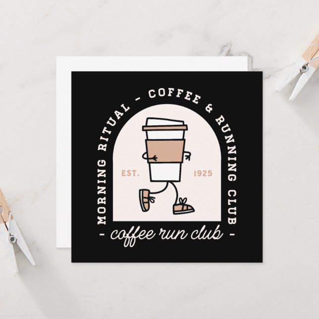 Coffee and running lovers run club funny (正面/裏面インサイチュ)