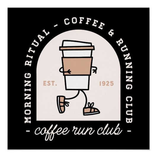 Coffee and running lovers run club funny ポスター (正面)