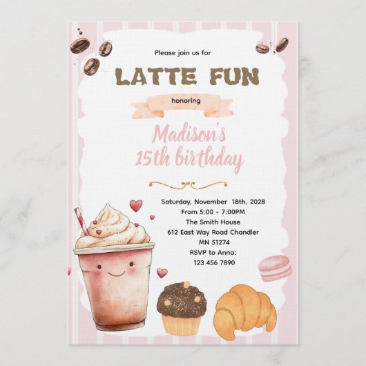 Coffee and Treats Party Invitation 招待状 (正面)