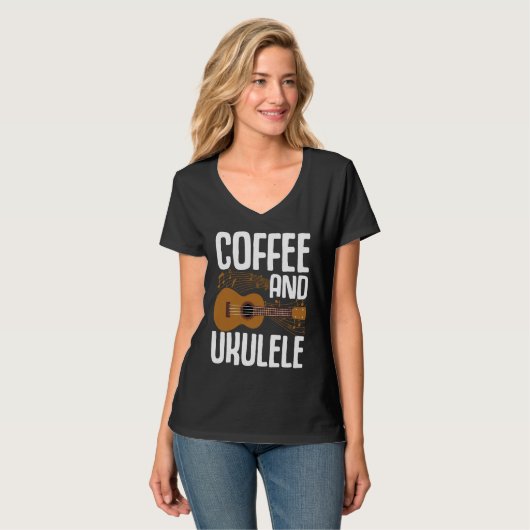 Coffee And Ukulele  Player Music  Musician Graphic Tシャツ (正面フル)