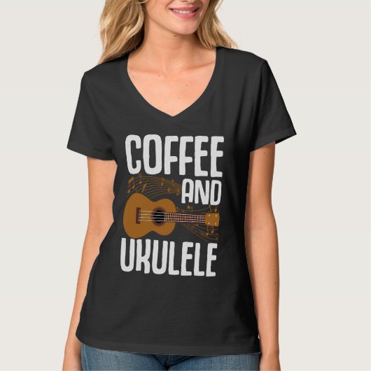 Coffee And Ukulele  Player Music  Musician Graphic Tシャツ (正面)