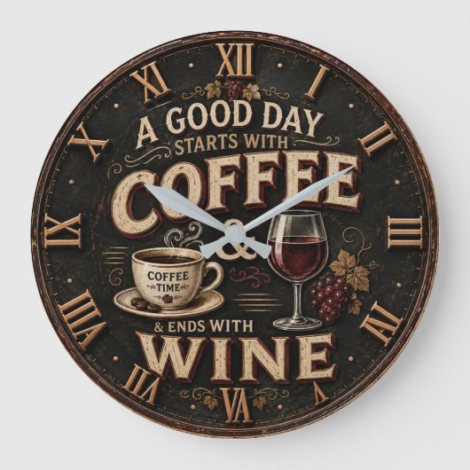 Coffee and Wine ラージ壁時計 (正面)