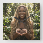 COFFEE - AROMA DELICIOSO スクエア壁時計 (正面)