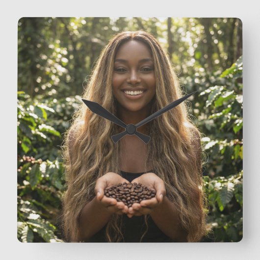 COFFEE - AROMA DELICIOSO スクエア壁時計 (正面)