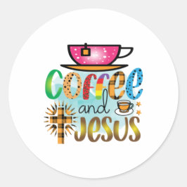 Coffee Art Cofee And Jesus ラウンドシール