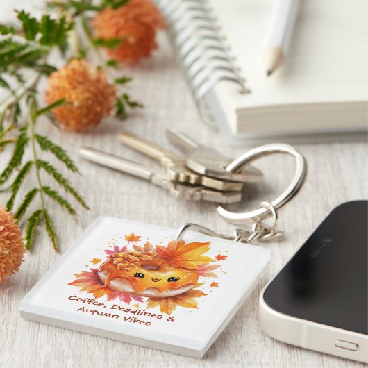 Coffee & Autumn Vibes Donut  キーホルダー (正面右)