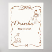 Coffee Baby is Brewing Baby Shower Drinks Sign ポスター (正面)