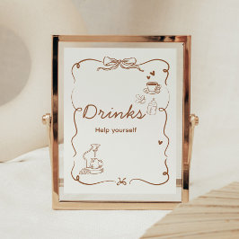Coffee Baby is Brewing Baby Shower Drinks Sign ポスター