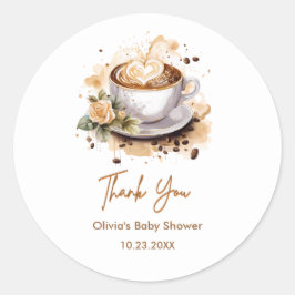 Coffee Baby is Brewing Baby Shower Thank You ラウンドシール
