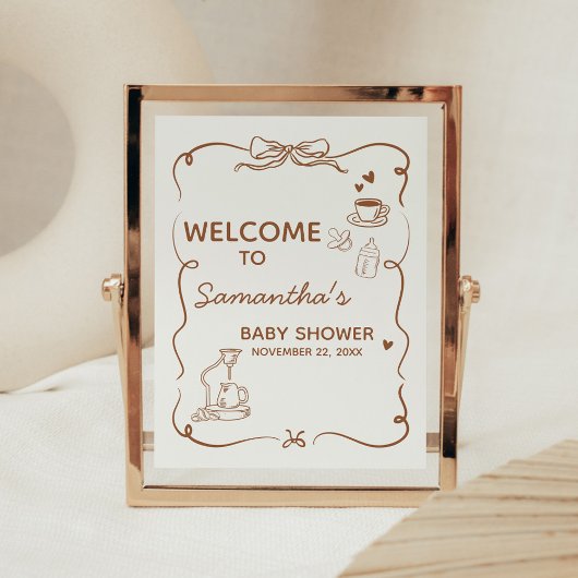 Coffee Baby is Brewing Baby Shower Welcome Sign ポスター