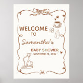 Coffee Baby is Brewing Baby Shower Welcome Sign ポスター (正面)