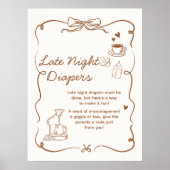 Coffee Baby is Brewing Late Night Diapers Sign ポスター (正面)