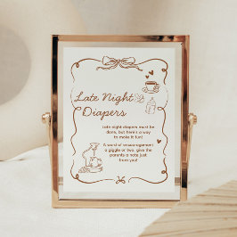 Coffee Baby is Brewing Late Night Diapers Sign ポスター