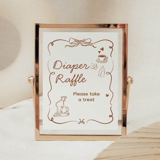 Coffee Baby is Brewing Shower Diaper Raffle Sign ポスター