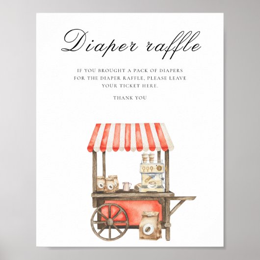 Coffee baby shower - diaper raffle poster ポスター (正面)