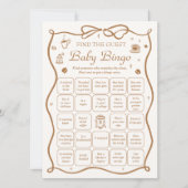 Coffee Baby Shower Find the Guest Bingo Game Card 招待状 (正面)