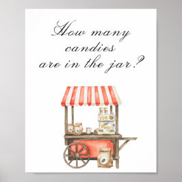 Coffee baby shower - guess how many candies in jar ポスター