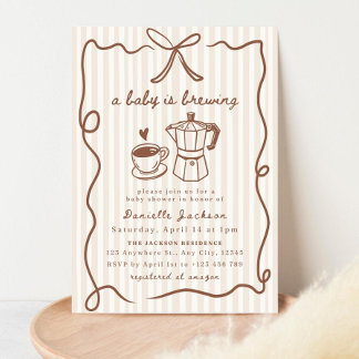 Coffee Baby Shower Invitation Baby Is Brewing Invi 招待状