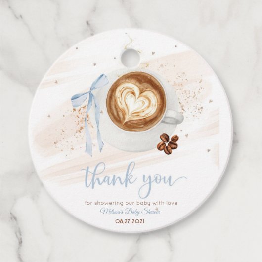 Coffee baby shower Is Brewing bow フェイバータグ (正面)