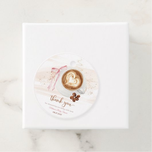 Coffee baby shower Is Brewing bow フェイバータグ (インサイチュ)