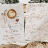 Coffee baby shower Is Brewing  bow 招待状