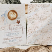 Coffee baby shower Is Brewing bow 招待状