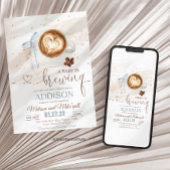 Coffee baby shower Is Brewing bow 招待状