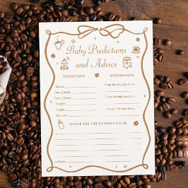 Coffee Baby Shower Predicitons Game Card 招待状