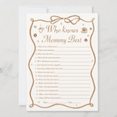Coffee Baby Shower Who Knows Mommy Best Game Card 招待状 (正面)