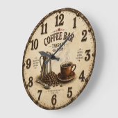 Coffee Bar ラージ壁時計 (傾斜)