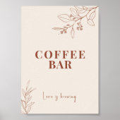 Coffee Bar Boho Wedding Sign  ポスター (正面)