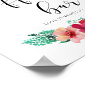 Coffee bar floral design wedding sign ポスター (角)
