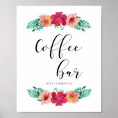 Coffee bar floral design wedding sign ポスター (正面)