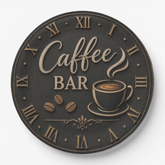 Coffee Bar Rustic Coffee Lover Station Gift ペーパープレート (正面)