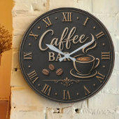 Coffee Bar Rustic Coffee Lover Station Gift ラージ壁時計