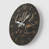 Coffee Bar Rustic Coffee Lover Station Gift ラージ壁時計 (傾斜)
