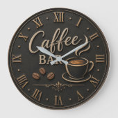 Coffee Bar Rustic Coffee Lover Station Gift ラージ壁時計 (正面)