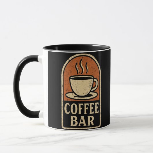Coffee Bar Sign – Vintage Grunge Café Quote マグカップ (左)