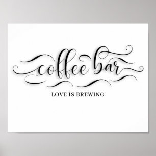 Coffee Bar Wedding Day Sign ポスター