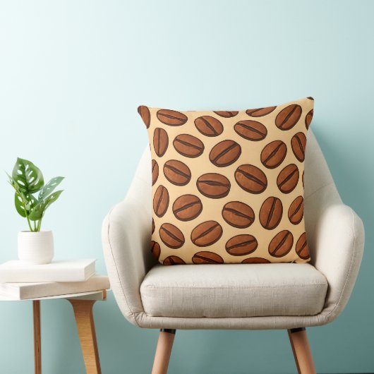 Coffee Bean Pattern Throw Pillow  クッション (椅子)