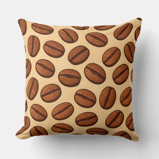 Coffee Bean Pattern Throw Pillow  クッション (正面)