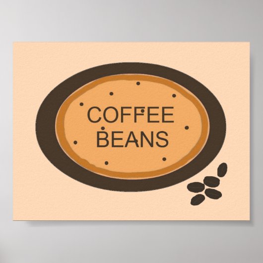 Coffee Bean Sign in Orange and Brown ポスター (正面)